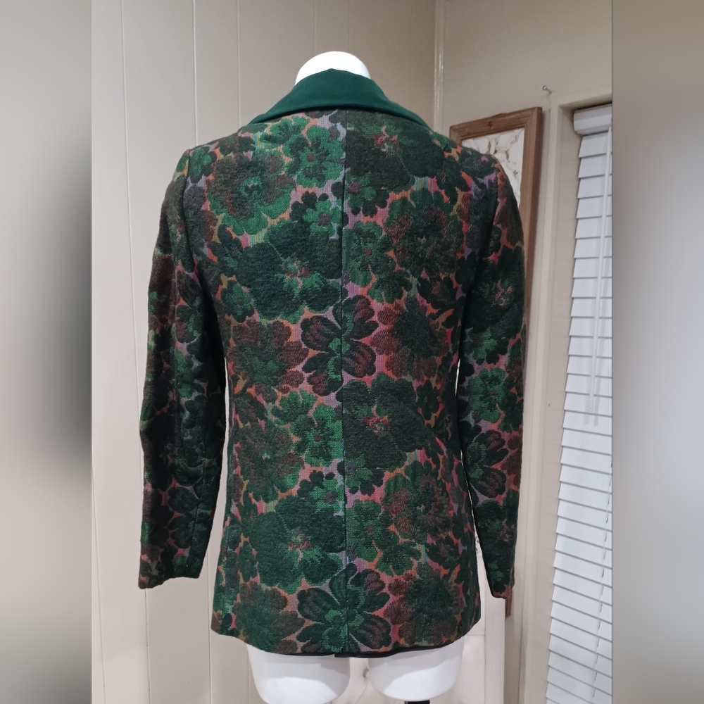 Sophisticated Vintage Floral Women's Blazer By SABA Rare Find Jewel Tones 💚 - Picture 3 of 14